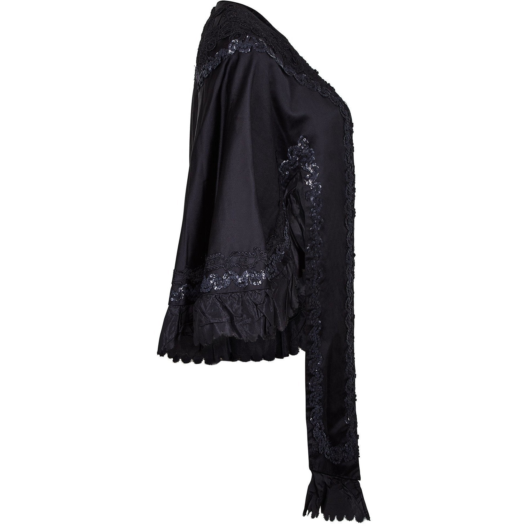 Victorian Black Silk Mourning Mantle Jacket