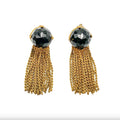ARCHIVE - 1950s Christian Dior Gold and Black Crystal Earrings