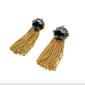 ARCHIVE - 1950s Christian Dior Gold and Black Crystal Earrings