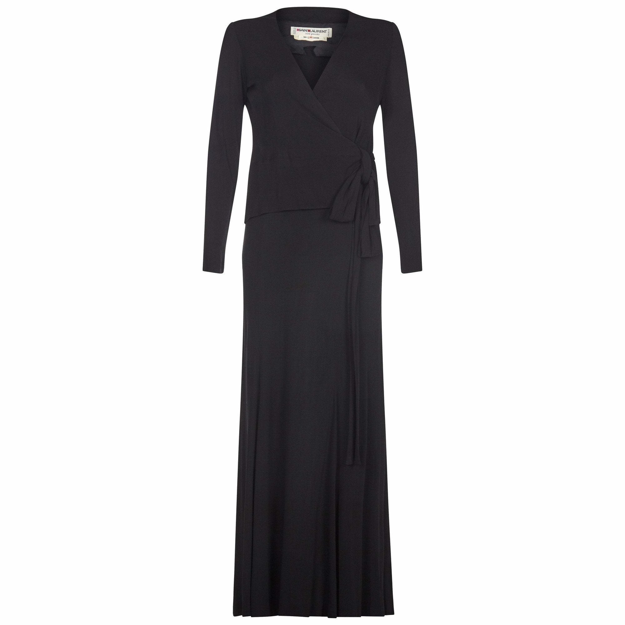 Yves Saint Laurent 1970s Black Silk Jersey Two Piece Suit