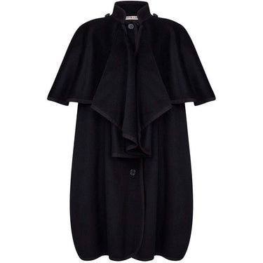 ARCHIVE - Yves Saint Laurent 1970s Black Wool Two Way Cape With Wool Braid Trims