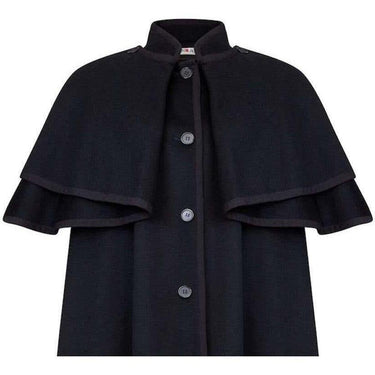 ARCHIVE - Yves Saint Laurent 1970s Black Wool Two Way Cape With Wool Braid Trims