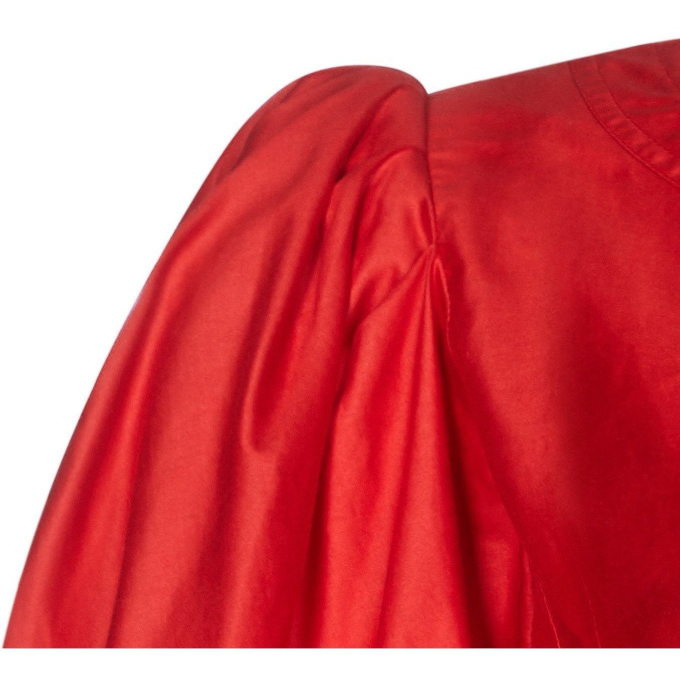 Yves Saint Laurent 1970s Red Cotton Bell Sleeve Blouse With Puff Shoulder Detail