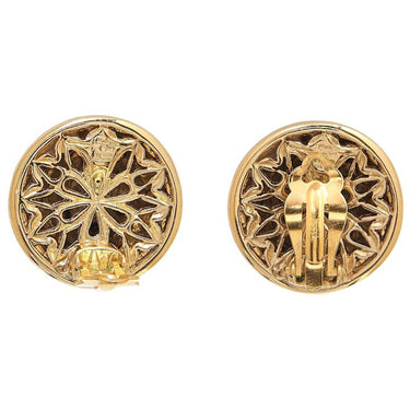 ARCHIVE - Yves Saint Laurent 1980s Gold Tone Earrings With Blue Crystal Rhinestones