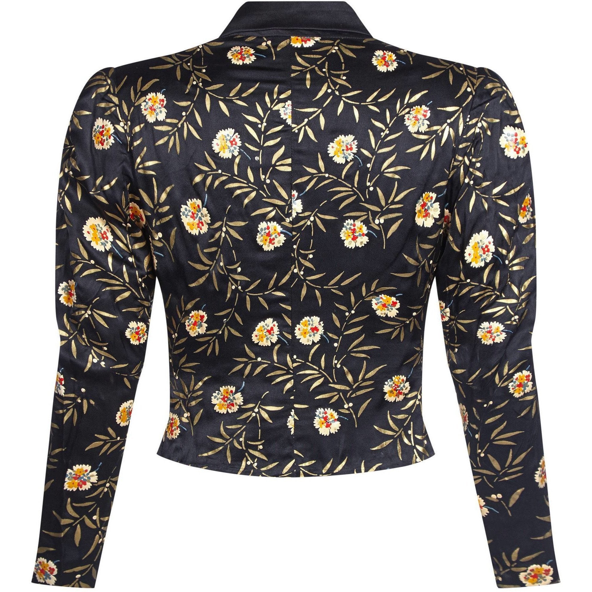 Yvonne of Cherbourg 1930s Black Hand Painted Silk Cropped Jacket